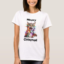 メオリークリスマス 猫 Tシャツ クリスマス 雑貨 おもしろTシャツ