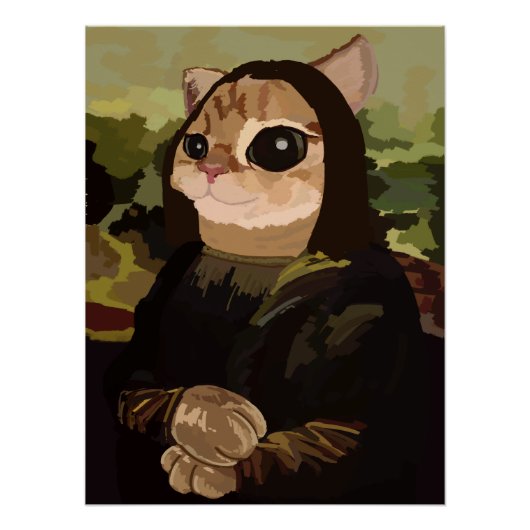 メオリーザ 可愛いモナリザ 猫の顔 ポスター (正面)