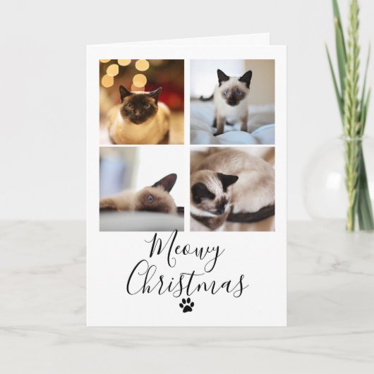 メオリー・クリスマス フォトコラージュ 猫のクリスマスカード 招待状 (正面)