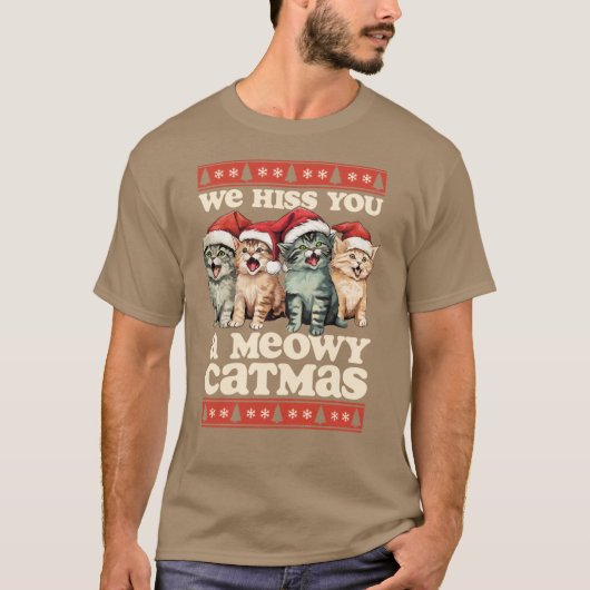 メオーキッス！ニャンズクリスマス 猫好きのための楽しい猫グッズ Tシャツ (正面)