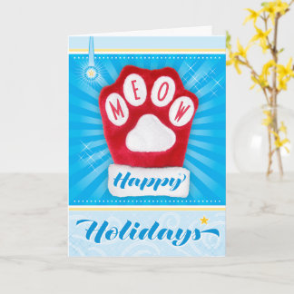 メオ 赤いパウ 猫のクリスマス ミトン ハッピー ホリデー カード