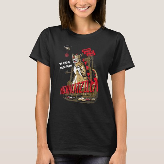 メカおもしろいカチリャ猫の衣装ハロウィーン Tシャツ (正面)