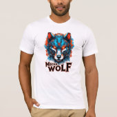 メカウルフの頭部 - 未来のサイバーパンク ウルフデザイン Tシャツ (正面)