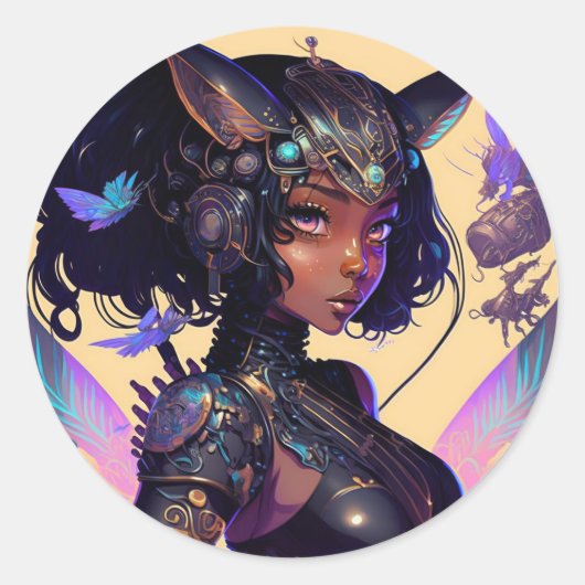 メカキツネガール ラウンドシール (正面)