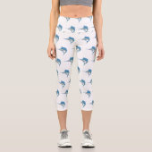 メカジキおもしろい漫画イラストレーション カプリレギンス (正面)