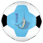 メカジキおもしろい漫画イラストレーション サッカーボール (回転)