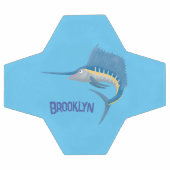 メカジキおもしろい漫画イラストレーション サッカーボール (フラット)