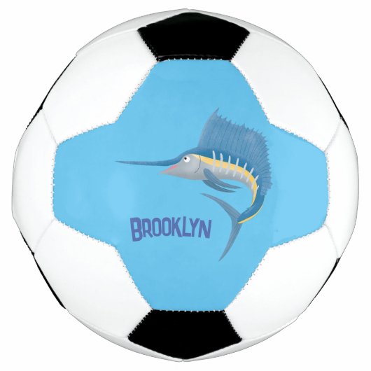 メカジキおもしろい漫画イラストレーション サッカーボール (正面)