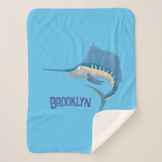 メカジキおもしろい漫画イラストレーション シェルパブランケット (正面)