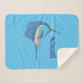 メカジキおもしろい漫画イラストレーション シェルパブランケット (正面(横))