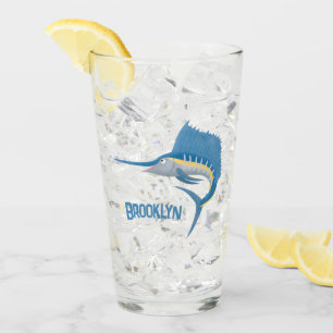 メカジキおもしろい漫画イラストレーション タンブラーグラス