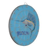 メカジキおもしろい漫画イラストレーション ダーツボード (正面左)