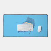 メカジキおもしろい漫画イラストレーション デスクマット (キーボード&マウス)