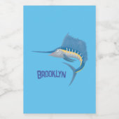 メカジキおもしろい漫画イラストレーション フードラベル (シングルラベル)