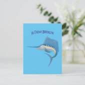 メカジキおもしろい漫画イラストレーション ポストカード (スタンド正面)