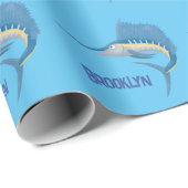 メカジキおもしろい漫画イラストレーション ラッピングペーパー (ロールコーナー)