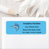 メカジキおもしろい漫画イラストレーション ラベル (インサイチュ)