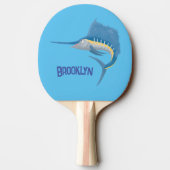 メカジキおもしろい漫画イラストレーション 卓球ラケット (裏面)