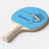 メカジキおもしろい漫画イラストレーション 卓球ラケット (正面アングル)