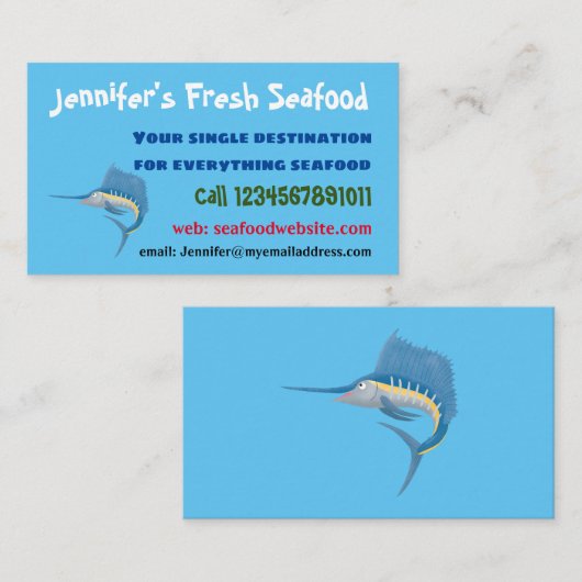 メカジキおもしろい漫画イラストレーション 名刺 (正面/裏面)