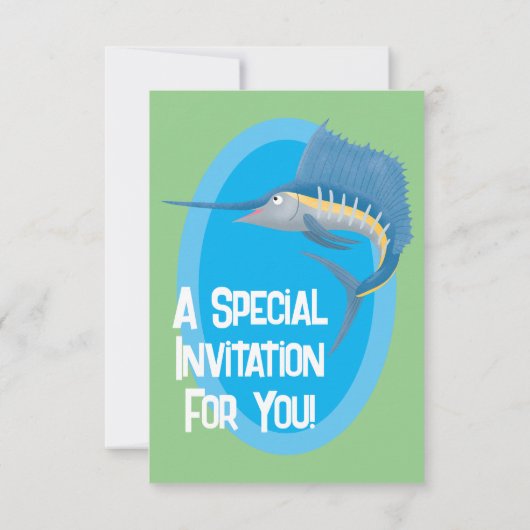 メカジキおもしろい漫画イラストレーション 招待状 (裏面)