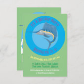 メカジキおもしろい漫画イラストレーション 招待状 (正面/裏面)