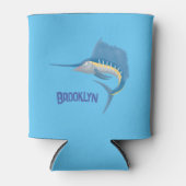 メカジキおもしろい漫画イラストレーション 缶クーラー (正面)