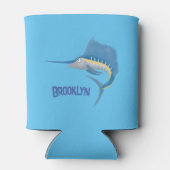 メカジキおもしろい漫画イラストレーション 缶クーラー (裏面)