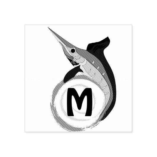 メカジキのジャンプモノグラム ラバースタンプ (インプリント)