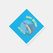 メカジキのパーソナライズされた誕生日アニメ スタンダードカクテルナプキン (角)