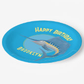 メカジキのパーソナライズされた誕生日アニメ ペーパープレート (アングル)
