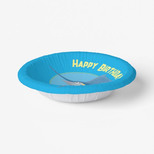 メカジキのパーソナライズされた誕生日アニメ ペーパーボウル (傾斜あり)