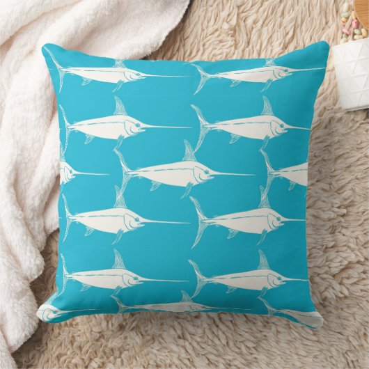 メカジキ柄 クッション (ブランケット)