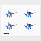 メカジキ漫画 楕円形シール (シート)