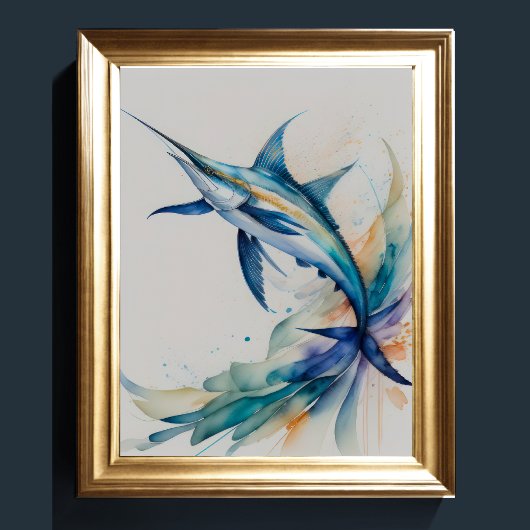 メカジキ絵画の水色 ポスター