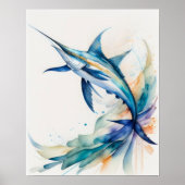 メカジキ絵画の水色 ポスター (正面)