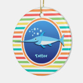 メカジキ;明るいレインボーストライプズ セラミックオーナメント (左)