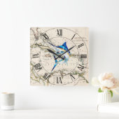 メカジキ~西インディ~カリブの海~*~ スクエア壁時計 (ホーム)