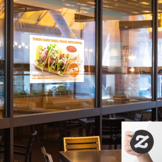 メカスタマイズキシカン懸命シェルタコス飲料 ウィンドウサイン (レストラン窓)