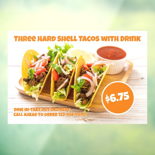 メカスタマイズキシコフード懸命シェルタコスが巨大な飲み物 ウィンドウサイン (シート3)