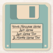 メカスタムッセージコンピュータフロッピーディスクコースタ スクエアペーパーコースター (正面)