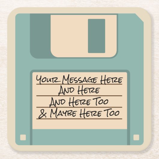 メカスタムッセージコンピュータフロッピーディスクコースタ スクエアペーパーコースター (正面)