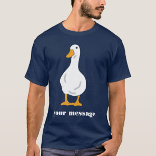メカスタムッセージホワイトダックイラストレーショングラフィック Tシャツ