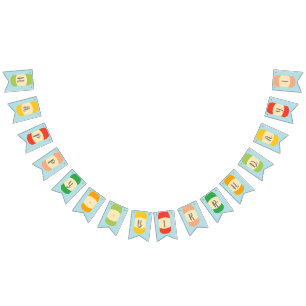 メカスタムッセージ選択ソーダ缶パーティー バンティングフラッグ