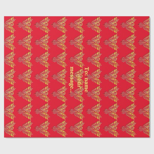 メカスタムッセージ-赤で炎のフェニックスが上昇 ラッピングペーパー (フラット)