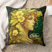 メカニカルイエローフラワーズフォレストフェアリーファンタジー クッション (ブランケット)