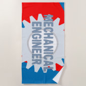 メカニカルエンジニアカラーブロック ビーチタオル (正面)