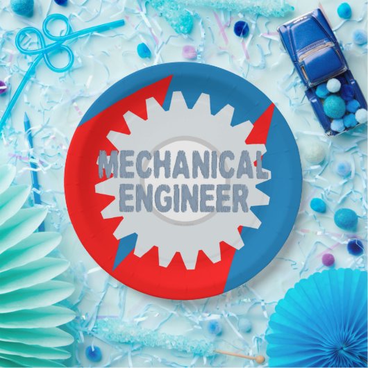 メカニカルエンジニアカラーブロック ペーパープレート (パーティー)