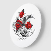 メカニカルクレセント（赤いバラ） ラージ壁時計 (傾斜)