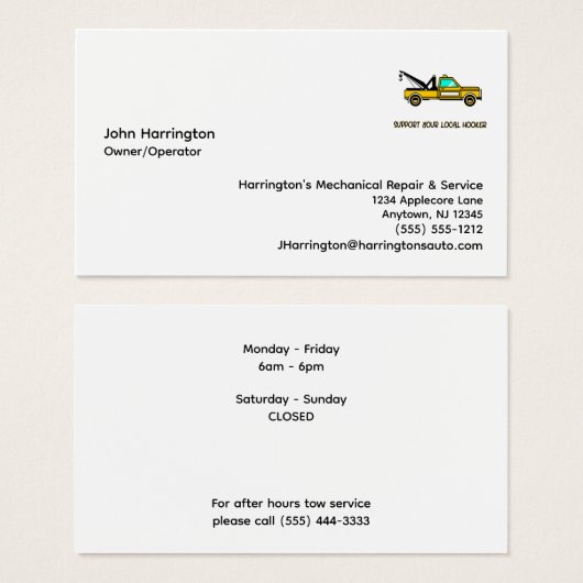 メカニカルサービス牽引カスタム名刺 (正面&裏面)